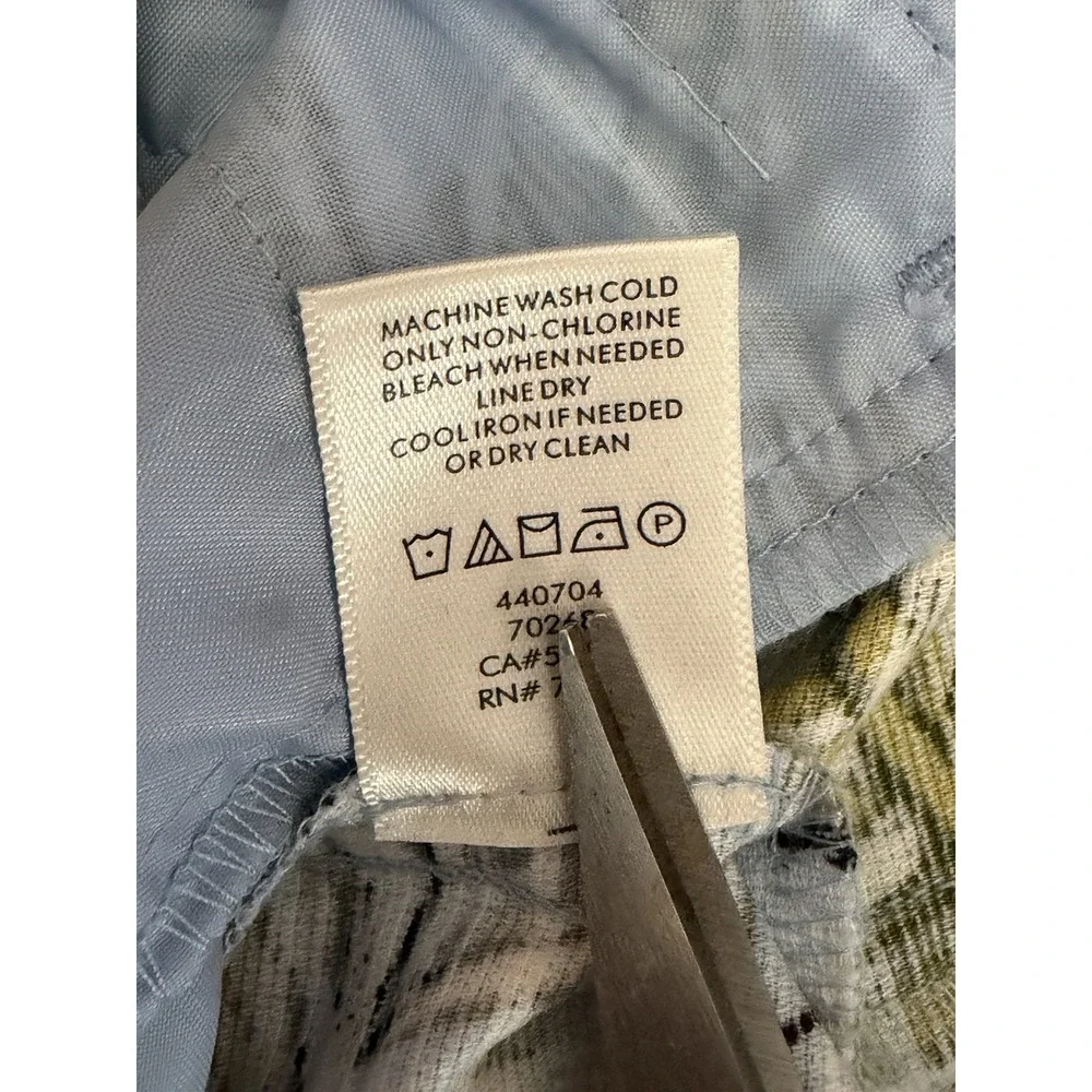 Ann Taylor Kate Fit Tropical Jungle Monkeys Print Crop Pants Women's 16 Lt Blue